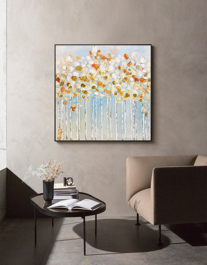 Large Abstract Tree Canvas Wall Art, Original Forest Oil Painting on Canvas, Modern Minimalist Trees Painting for Living Room, Bedroom Décor