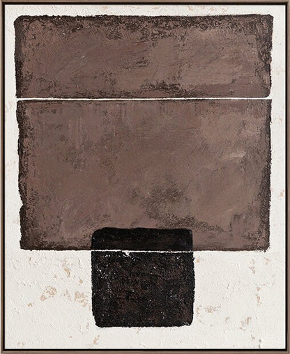 Original Brown and White Oil Painting on Canvas, Large Abstract Geometric Wall Art, Modern Minimalist Wall Art for Living Room,bedroom Decor