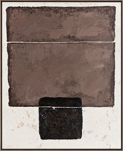 Original Brown and White Oil Painting on Canvas, Large Abstract Geometric Wall Art, Modern Minimalist Wall Art for Living Room,bedroom Decor