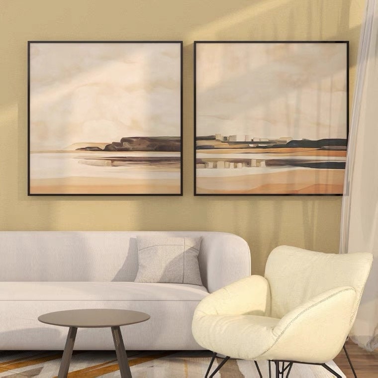 Abstract Seascape Oil Painting on Canvas, Large Original Beach Canvas Art, Modern Hand-painted Landscape Painting for Living Room,Home Décor