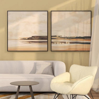 Abstract Seascape Oil Painting on Canvas, Large Original Beach Canvas Art, Modern Hand-painted Landscape Painting for Living Room,Home Décor