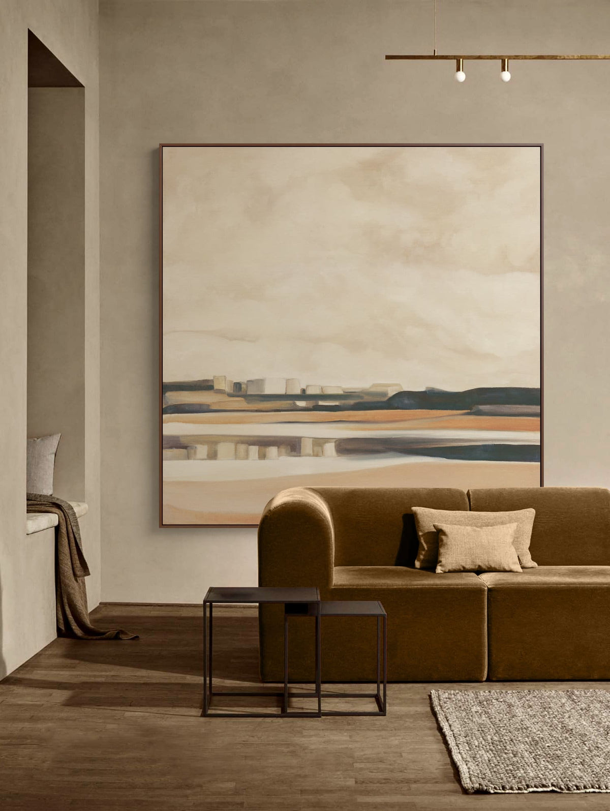Abstract Seascape Oil Painting on Canvas, Large Original Beach Canvas Art, Modern Hand-painted Landscape Painting for Living Room,Home Décor