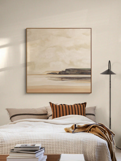 Abstract Seascape Oil Painting on Canvas, Large Original Beach Canvas Art, Modern Hand-painted Landscape Painting for Living Room,Home Décor