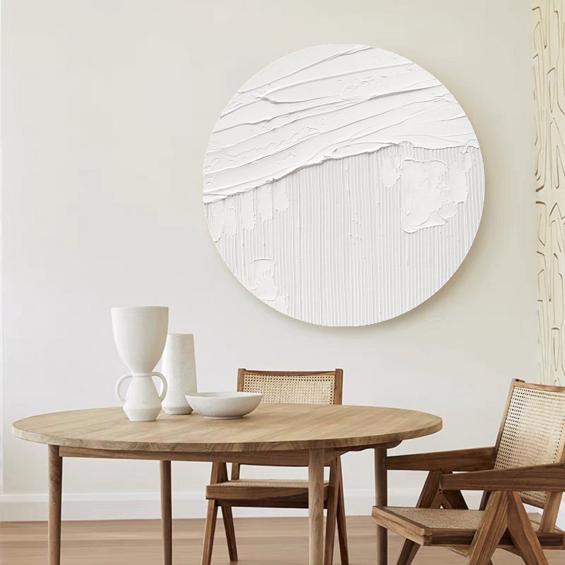 White Textured art White Abstract Wall Art White Circle abstract painting