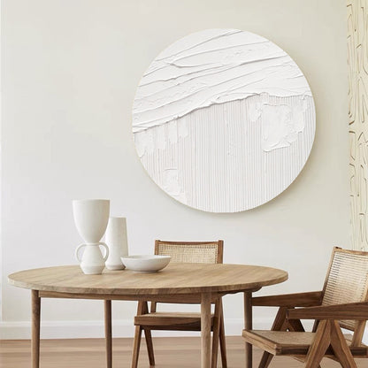 White Textured art White Abstract Wall Art White Circle abstract painting