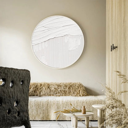 White Textured art White Abstract Wall Art White Circle abstract painting