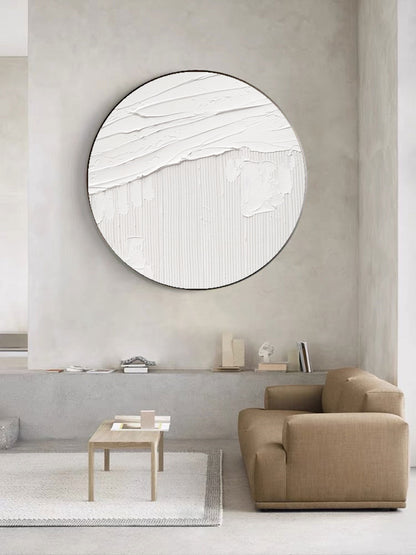 White Textured art White Abstract Wall Art White Circle abstract painting