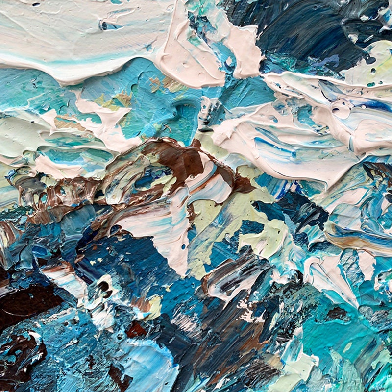 Mediterranean Seascape – Blue and White Ocean Wall Art | Abstract Textured Hand-Painted Oil Painting, view 3