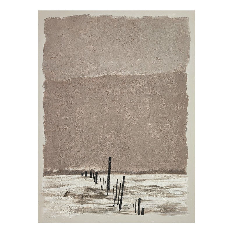 Brown and White Abstract Oil Painting on Canvas, Original Landscape Canvas Wall Art, Modern Minimalist Wall Art for Living Room, Home Décor