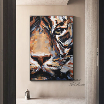 Original Tiger Oil Painting on Canvas, Large Abstract Tiger Canvas Wall Art, Modern Impressionist Animal Wall Art for Living Room,Home décor