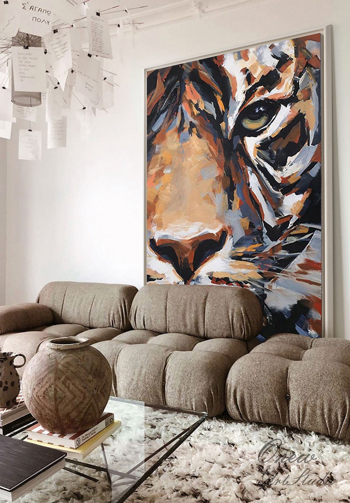 Original Tiger Oil Painting on Canvas, Large Abstract Tiger Canvas Wall Art, Modern Impressionist Animal Wall Art for Living Room,Home décor