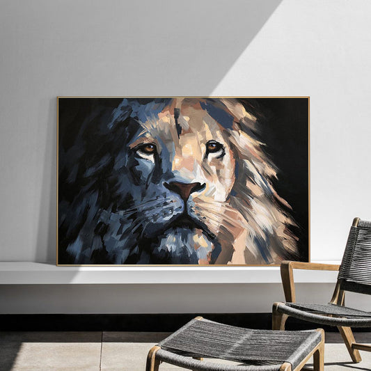 Large Impressionist Lion Oil Painting on Canvas, Original Lion Canvas Wall Art, Modern Hand-painted Animal Wall Art for Living Room Bedroom