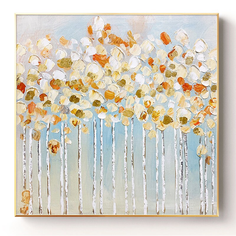 Large Abstract Tree Canvas Wall Art, Original Forest Oil Painting on Canvas, Modern Minimalist Trees Painting for Living Room, Bedroom Décor