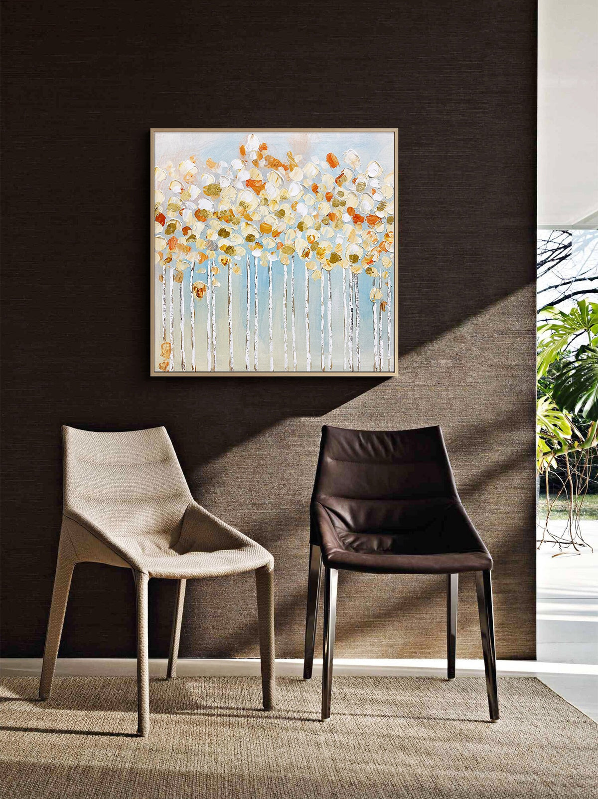 Large Abstract Tree Canvas Wall Art, Original Forest Oil Painting on Canvas, Modern Minimalist Trees Painting for Living Room, Bedroom Décor