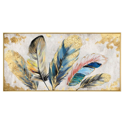 Original Animal Feather Oil Painting on Canvas, Abstract Colorful Feather Canvas Wall Art, Modern Minimalist Artwork for Living Room Bedroom