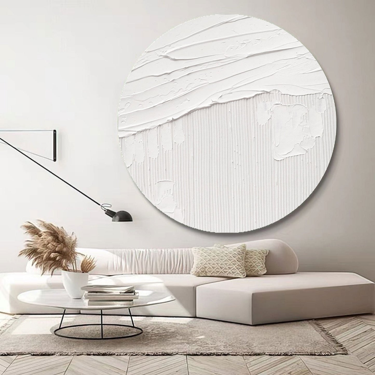 White Textured art White Abstract Wall Art White Circle abstract painting