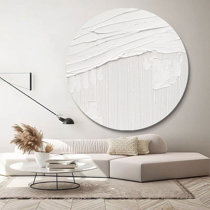 White Textured art White Abstract Wall Art White Circle abstract painting