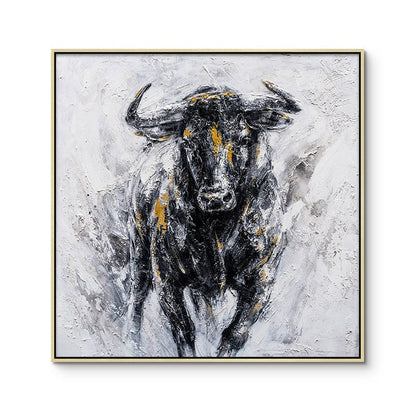 Abstract Bull Oil Painting on Canvas, Large Original Bull Canvas Wall Art, Modern Hand-painted Animal Painting for Living Room,bedroom Décor