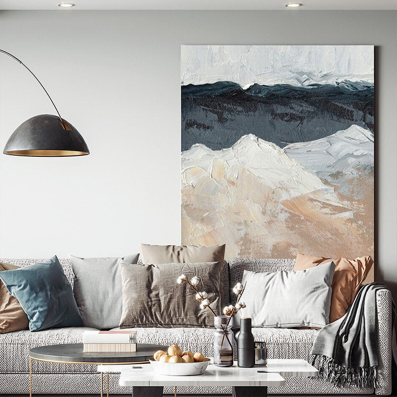 Large Abstract Seascape Acrylic Painting on Canvas, Original Beach Canvas Wall Art, Modern Ocean Painting for Living Room, Bedroom Décor