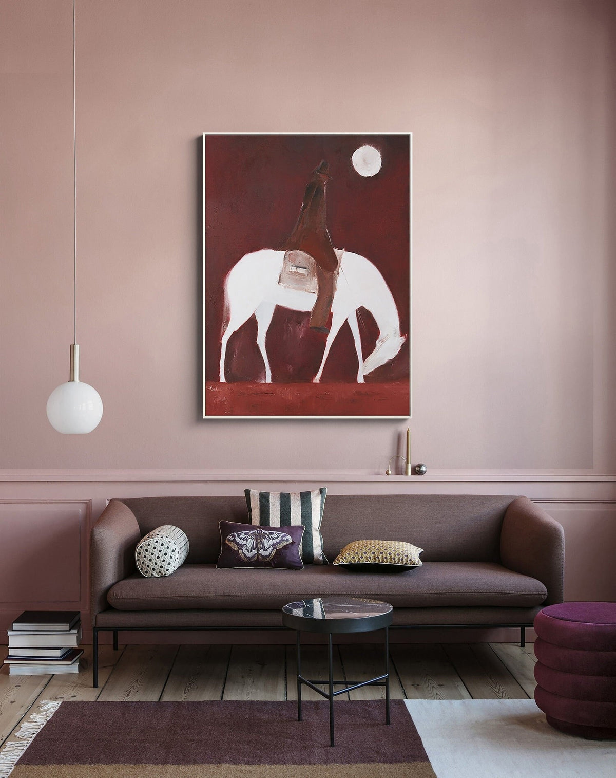 Abstract Horse Riding Oil Painting on Canvas, Original White Horse at Moonlit Night Canvas Wall Art,abstract Cowboy Painting for Living Room