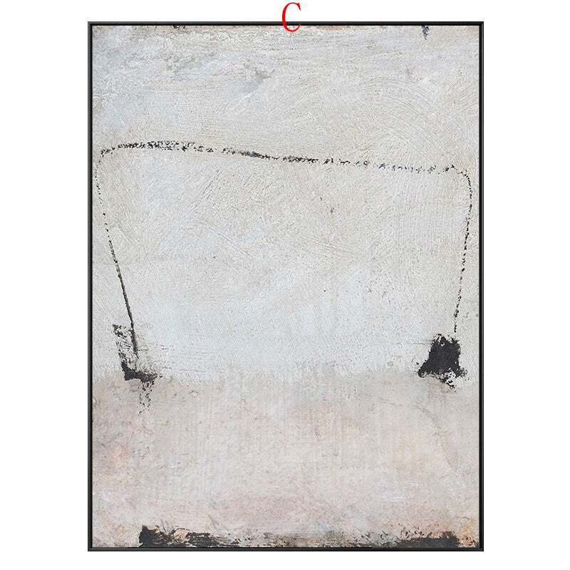May include: Abstract painting with a white background and black lines. The painting is framed in a black frame.