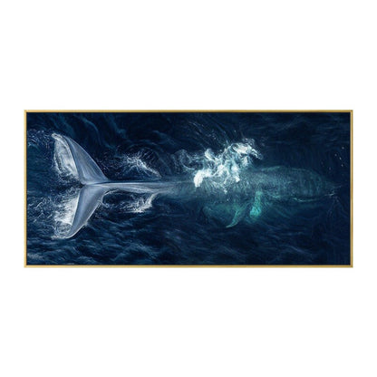 Original Whale Oil Painting on Canvas, Large Abstract Ocean Canvas Wall Art, Modern Animal Wall Art for Living Room, Bedroom Decor