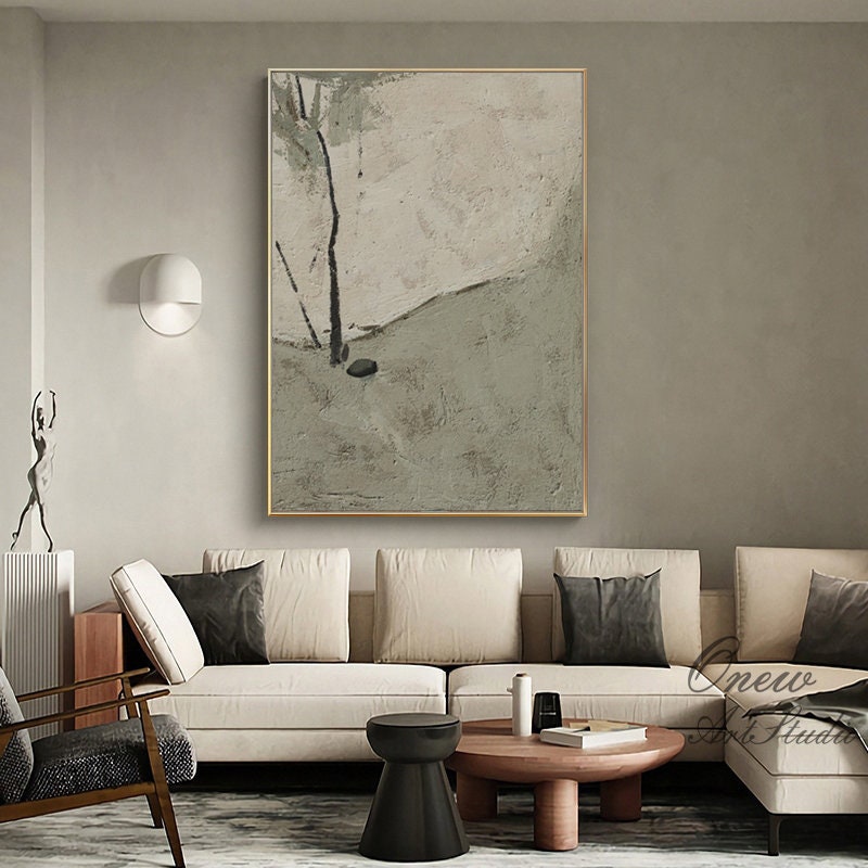 Large Abstract Oil Painting on Canvas, Original Landscape Canvas Wall Art, Modern Minimalist Wall Art for Living Room, Bedroom Decor