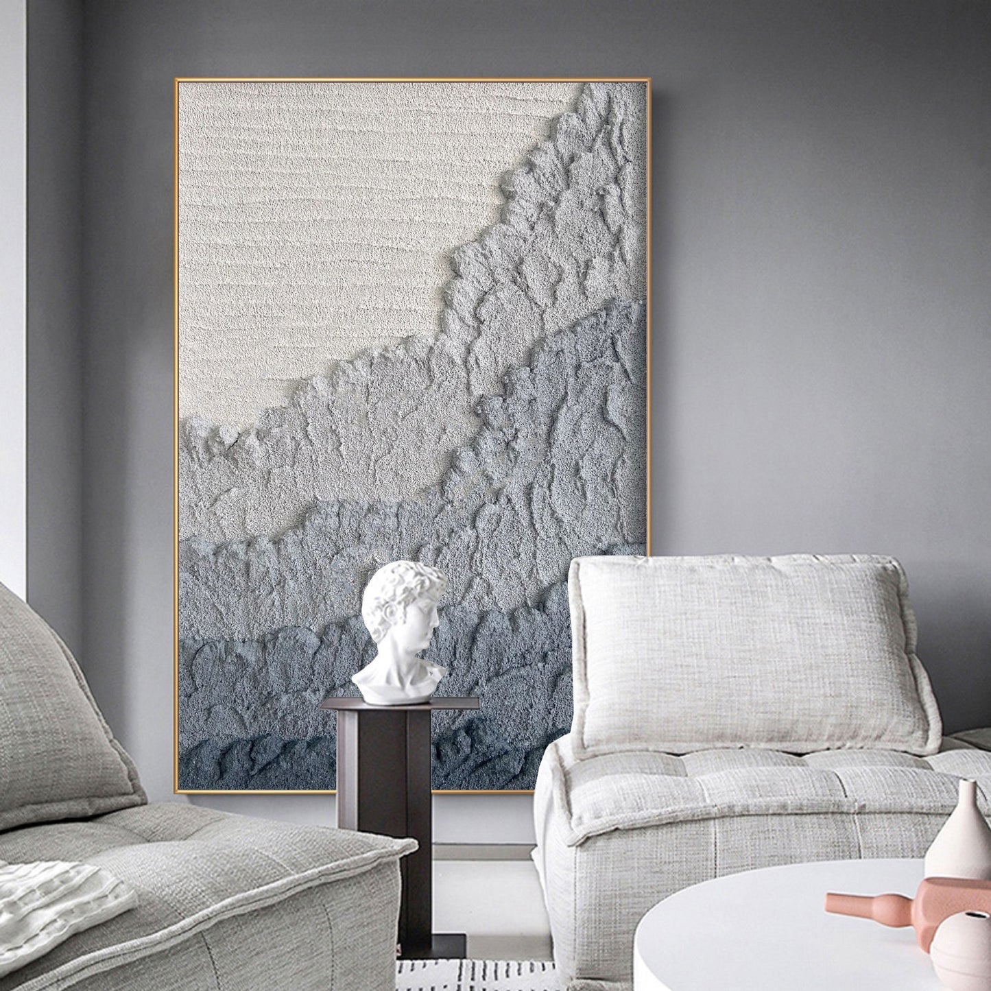 Blue Textured Abstract Painting – Modern Canvas Wall Art