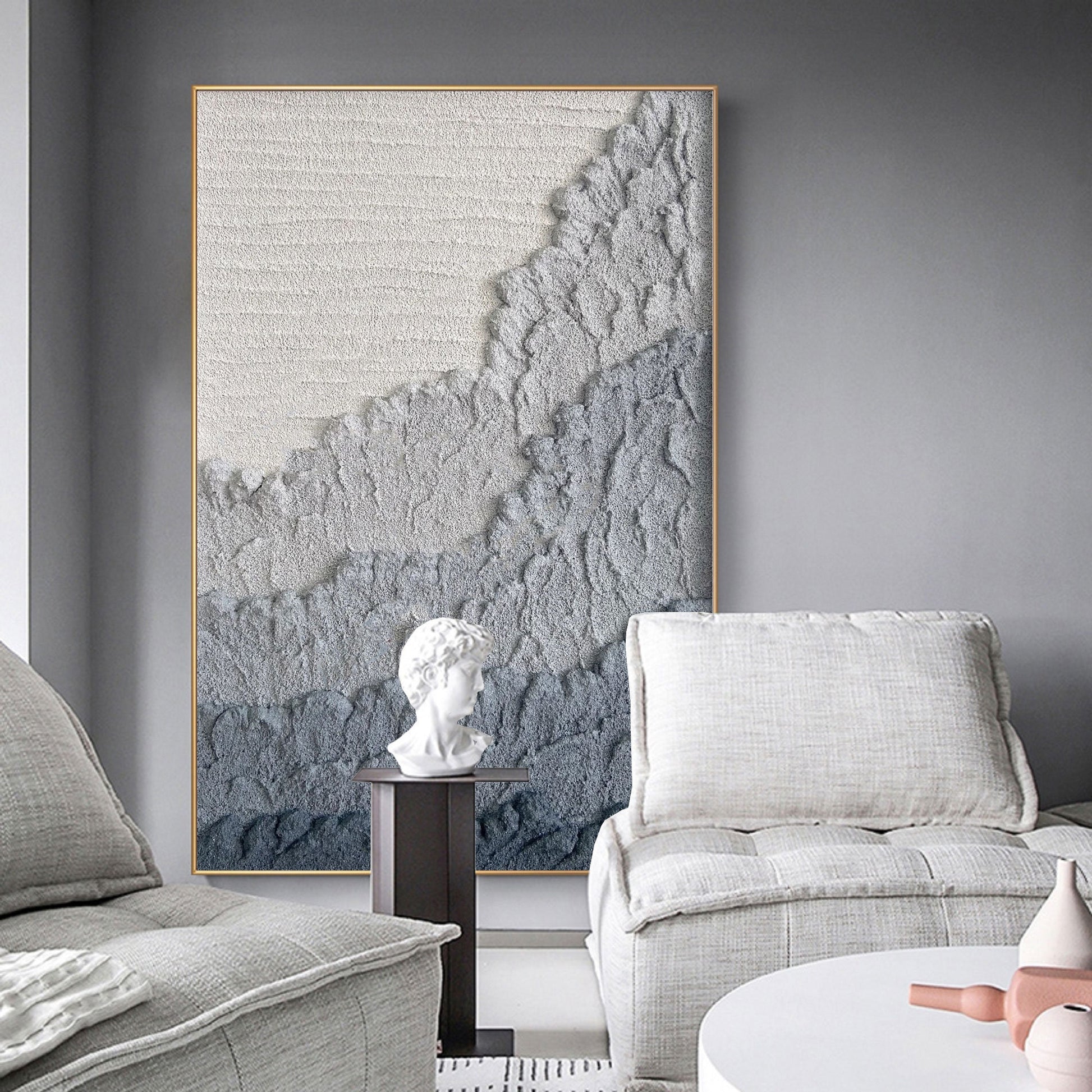 Blue Textured Abstract Painting – Modern Canvas Wall Art