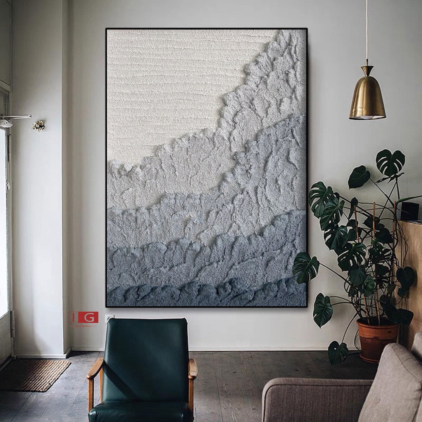Blue Textured Abstract Painting – Modern Canvas Wall Art