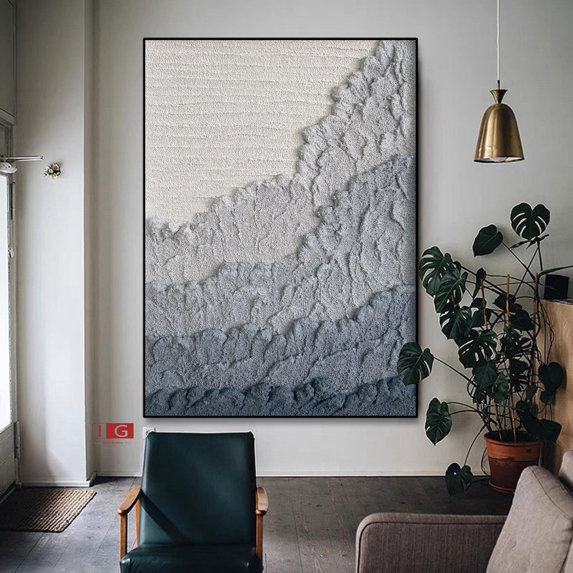 Blue Textured Abstract Painting – Modern Canvas Wall Art