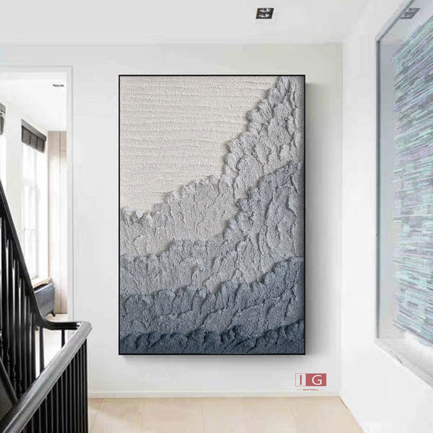 Blue Textured Abstract Painting – Modern Canvas Wall Art
