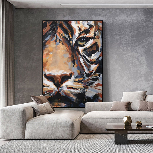 Original Tiger Oil Painting on Canvas, Large Abstract Tiger Canvas Wall Art, Modern Impressionist Animal Wall Art for Living Room,Home décor