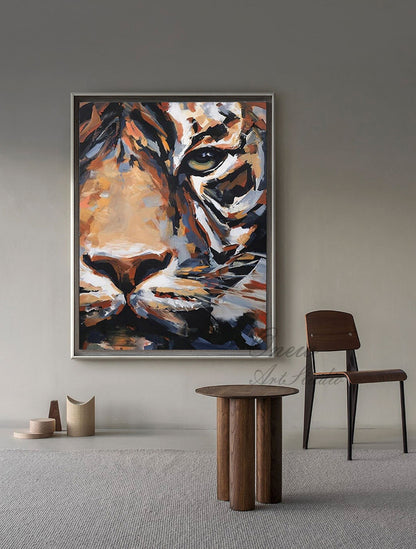 Original Tiger Oil Painting on Canvas, Large Abstract Tiger Canvas Wall Art, Modern Impressionist Animal Wall Art for Living Room,Home décor