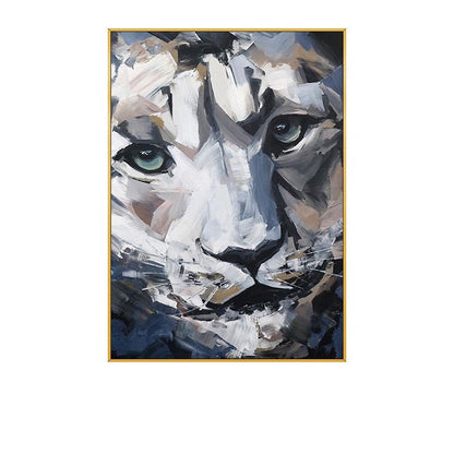 Large Abstract Lion Oil Painting on Canvas, Original Impressionist Lion Canvas Wall Art, Modern Hand-painted Animal Wall Art for Living Room