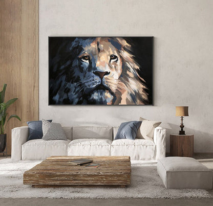 Large Impressionist Lion Oil Painting on Canvas, Original Lion Canvas Wall Art, Modern Hand-painted Animal Wall Art for Living Room Bedroom