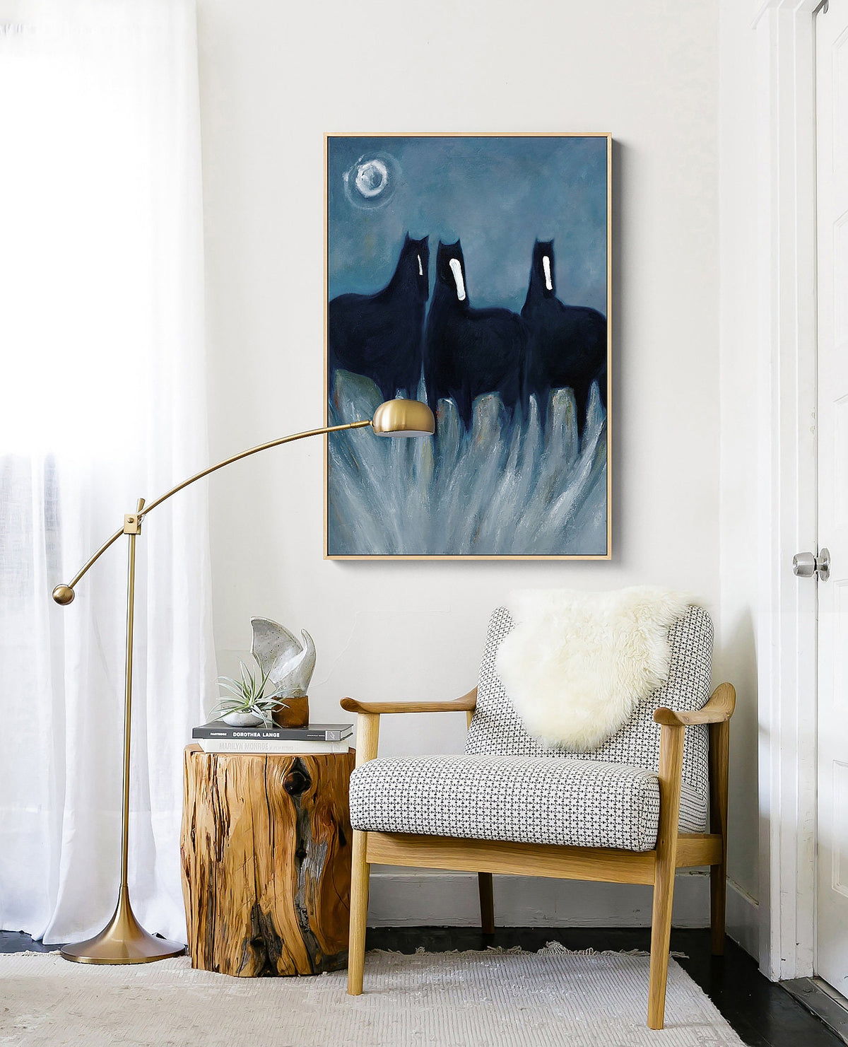 Abstract Black Horses Oil Painting on Canvas, Original Hand-painted Horse Canvas Wall Art, Modern Animal Painting for Living Room,home Décor