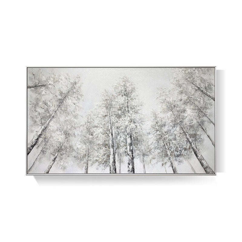 Large Abstract Birch Trees Canvas Wall Art, Original Landscape Oil Painting on Canvas, Modern Forest Wall Art for Living Room, Bedroom Décor