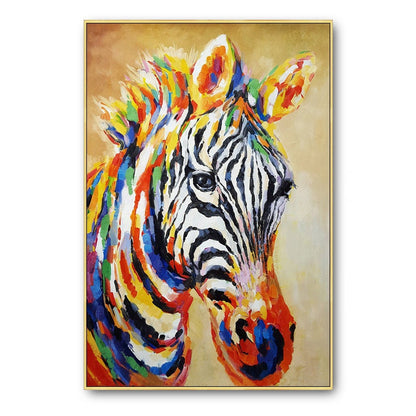 Abstract Colorful Zebra Oil Painting on Canvas, Large Original Zebra Canvas Wall Art, Hand-painted Animal Painting for Living Room Kids Room