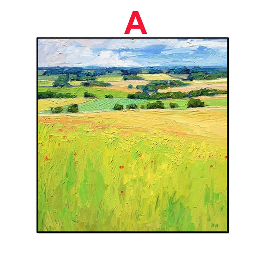 Large Abstract Landscape Oil Painting on Canvas, Original Clouds and Field Scenery Canvas Art, Modern Nature Art for Living Room, Home Décor