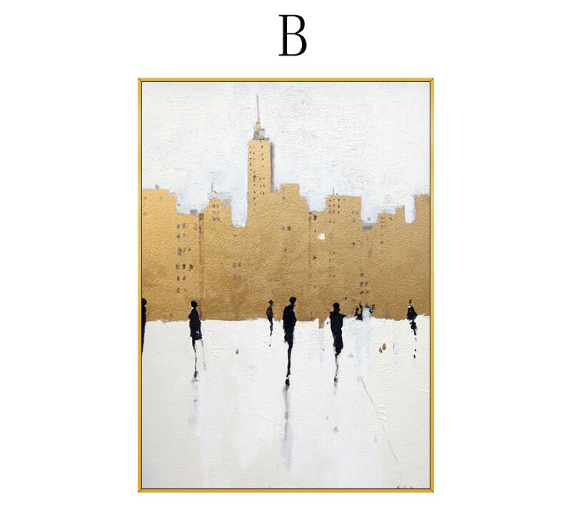 Large Abstract Cityscape Canvas Wall Art, Original Street Landscape Oil Painting on Canvas, Modern Minimalist Urban Wall Art for Living Room