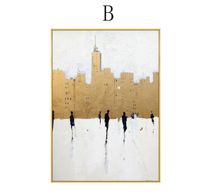 Large Abstract Cityscape Canvas Wall Art, Original Street Landscape Oil Painting on Canvas, Modern Minimalist Urban Wall Art for Living Room
