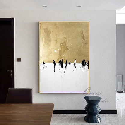 Large Abstract Cityscape Canvas Wall Art, Original Street Landscape Oil Painting on Canvas, Modern Minimalist Urban Wall Art for Living Room