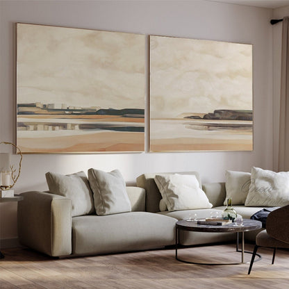 Abstract Seascape Oil Painting on Canvas, Large Original Beach Canvas Art, Modern Hand-painted Landscape Painting for Living Room,Home Décor