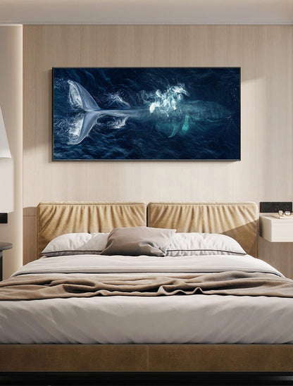 Original Whale Oil Painting on Canvas, Large Abstract Ocean Canvas Wall Art, Modern Animal Wall Art for Living Room, Bedroom Decor