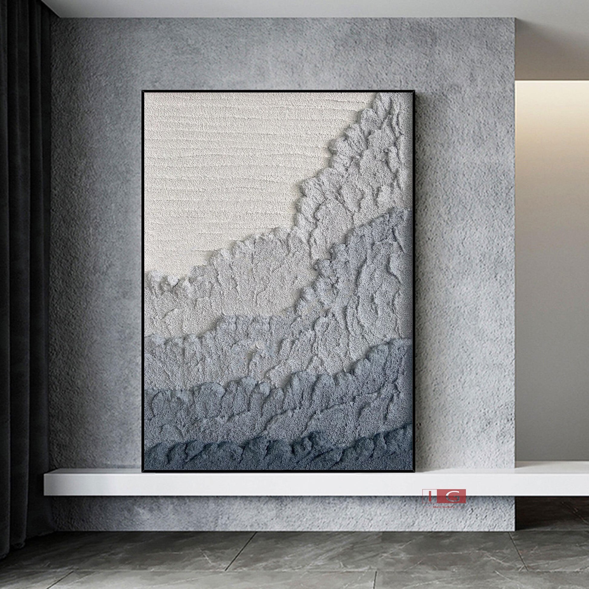 Blue Textured Abstract Painting – Modern Canvas Wall Art