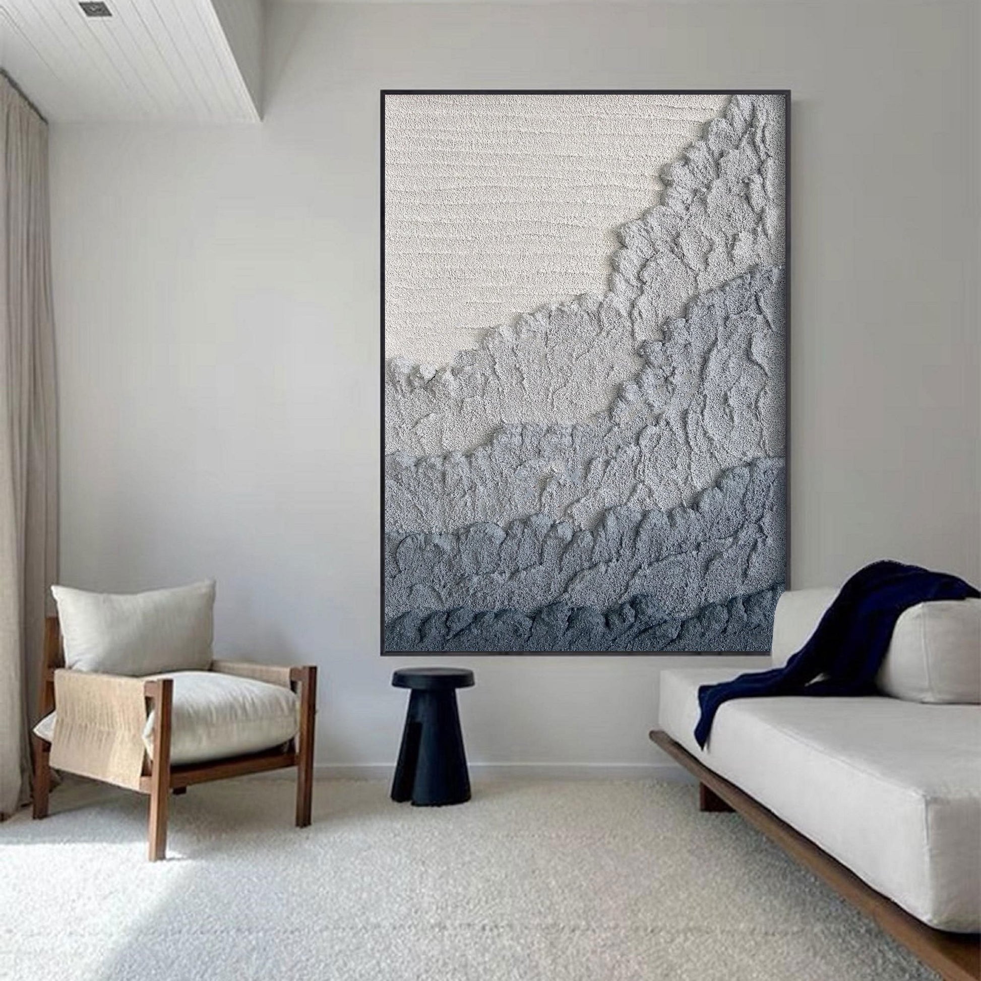 Blue Textured Abstract Painting – Modern Canvas Wall Art