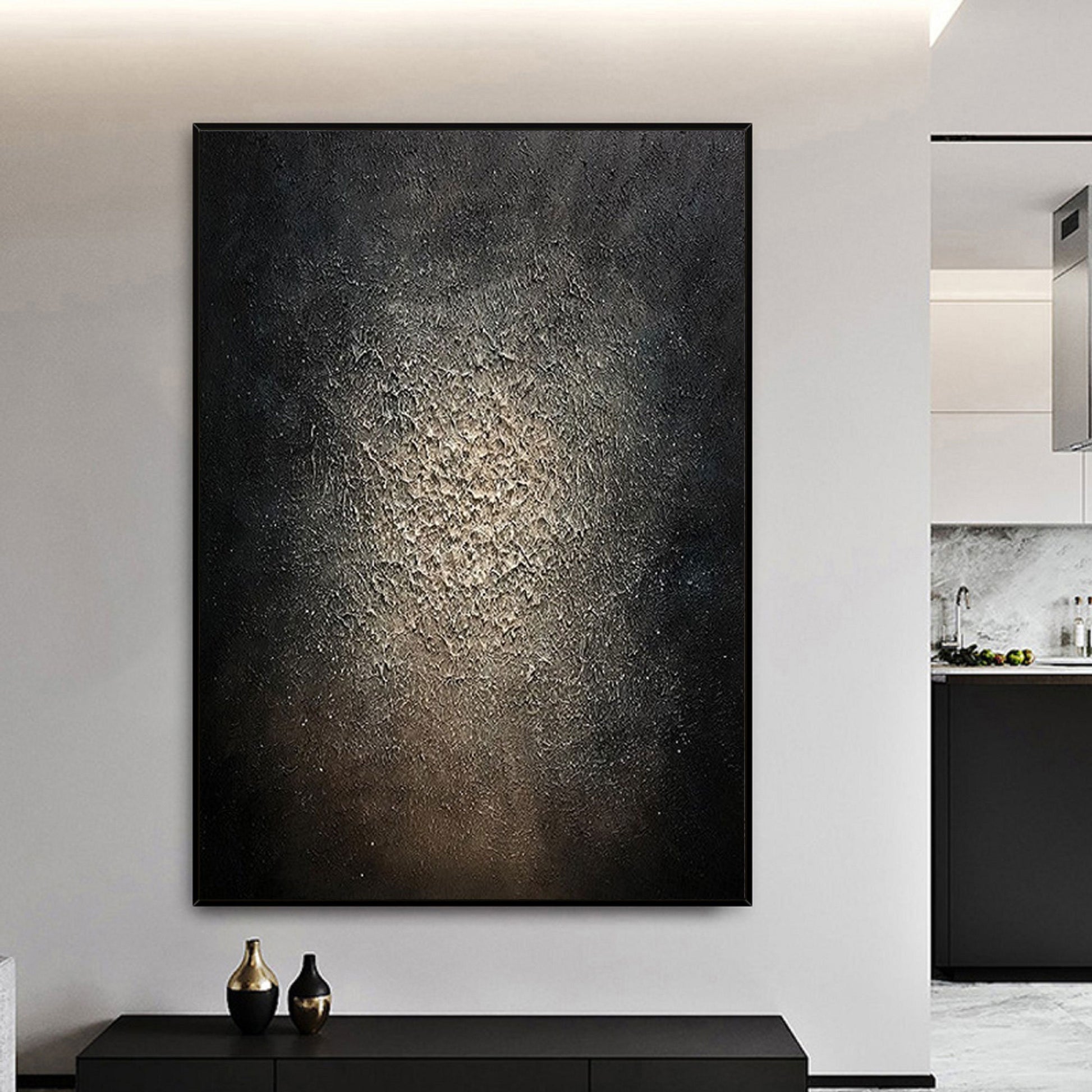 Black and gold abstract art Large Black Abstract Painting Black and gold Wall