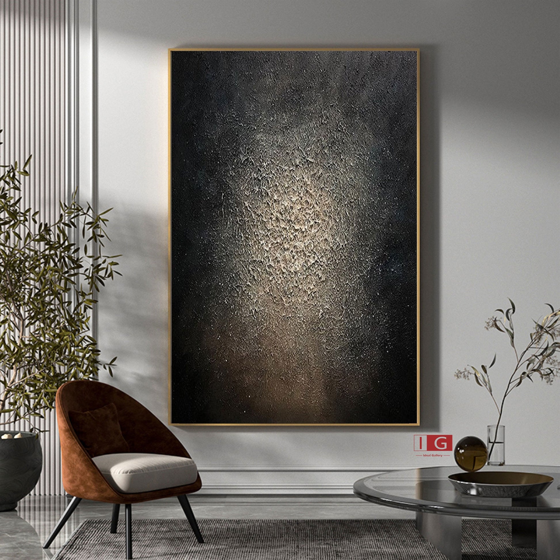 Black and gold abstract art Large Black Abstract Painting Black and gold Wall