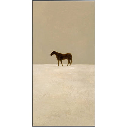 Large Abstract Canvas Wall Art, Original Horse Oil Painting on Canvas, Modern Minimalist Beige Wall Art for Living Room, Bedroom Decor
